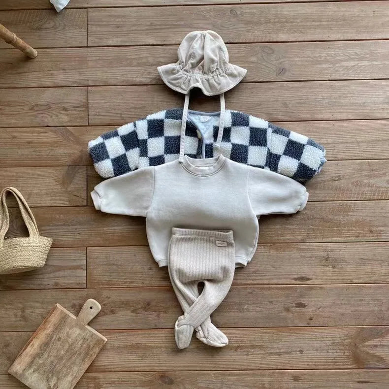 2024 Autumn Winter Plush Baby Coats Baby Thicken Lamb Plush Cotton Jacket For BoysGirls Outdoor Windproof Baby Winter Clothes