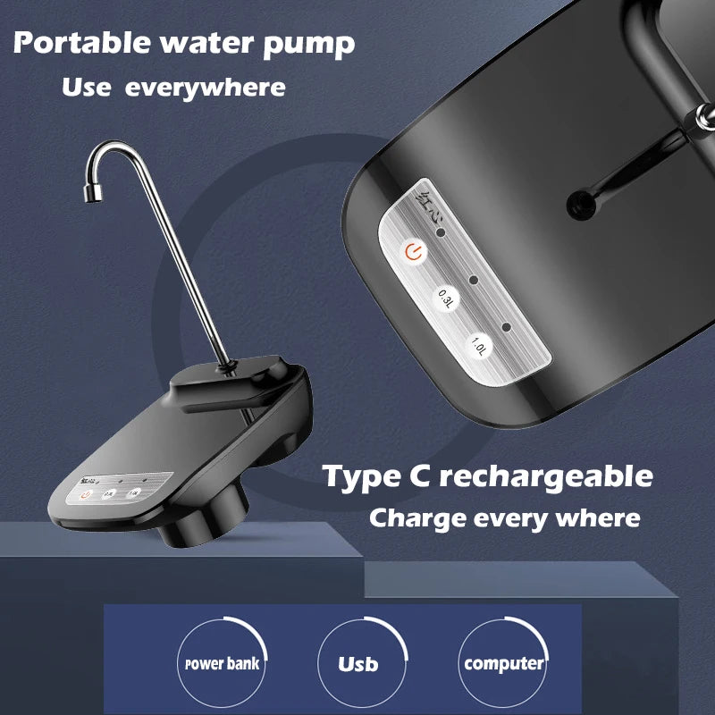 Automatic Water Dispenser Electric Water Gallon Bottle Barreled Pump USB Rechargeable Portable Drink Dispenser with Tray