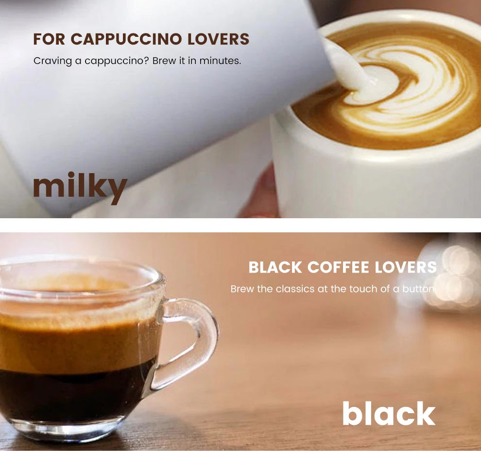 Mcilpoog WS-D5 Automatic Coffee Machine - Smart Wi-Fi , 12 Coffee Varieties, Touchscreen & Built-In Frother/1.5L Tank for Home