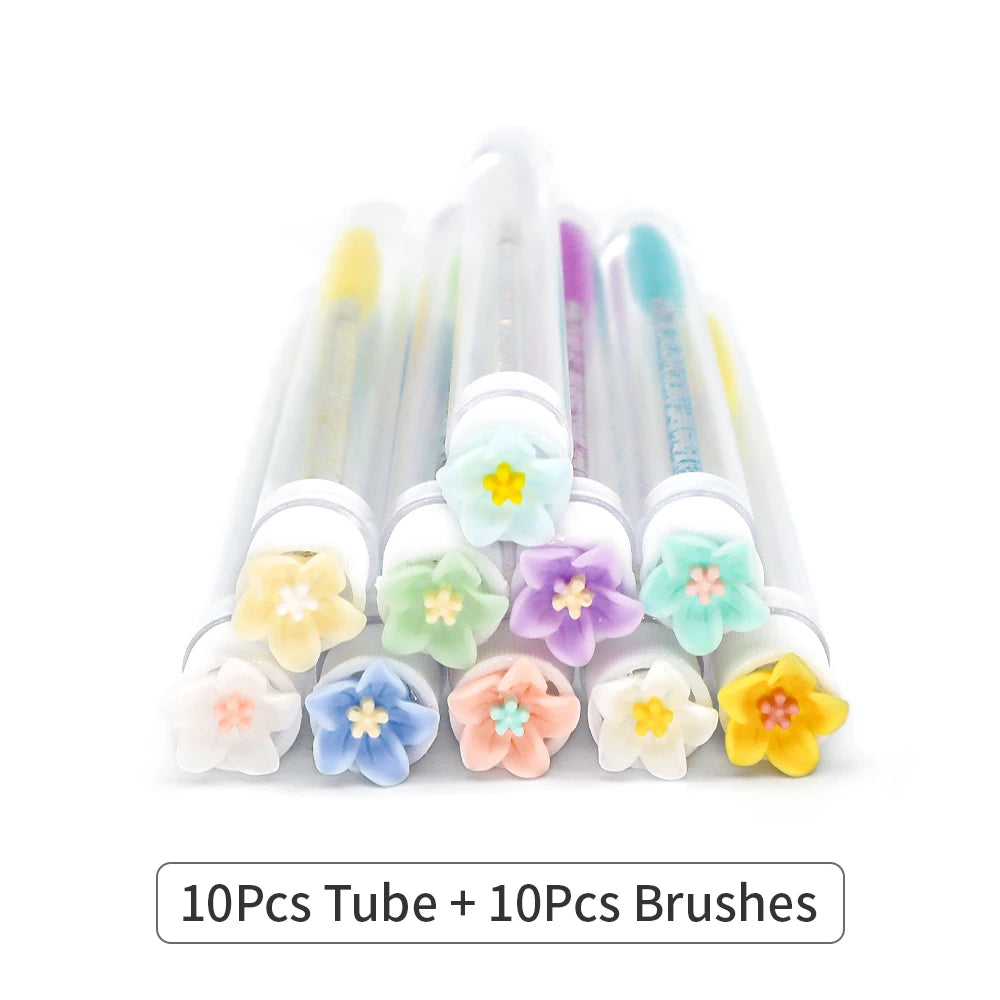 10/50Pcs Eyelash Brush Tubes With Crystal Lash Mascara Wands Eyebrow Comb Spoolies Container Lash Brush Applicators Makeup Tools