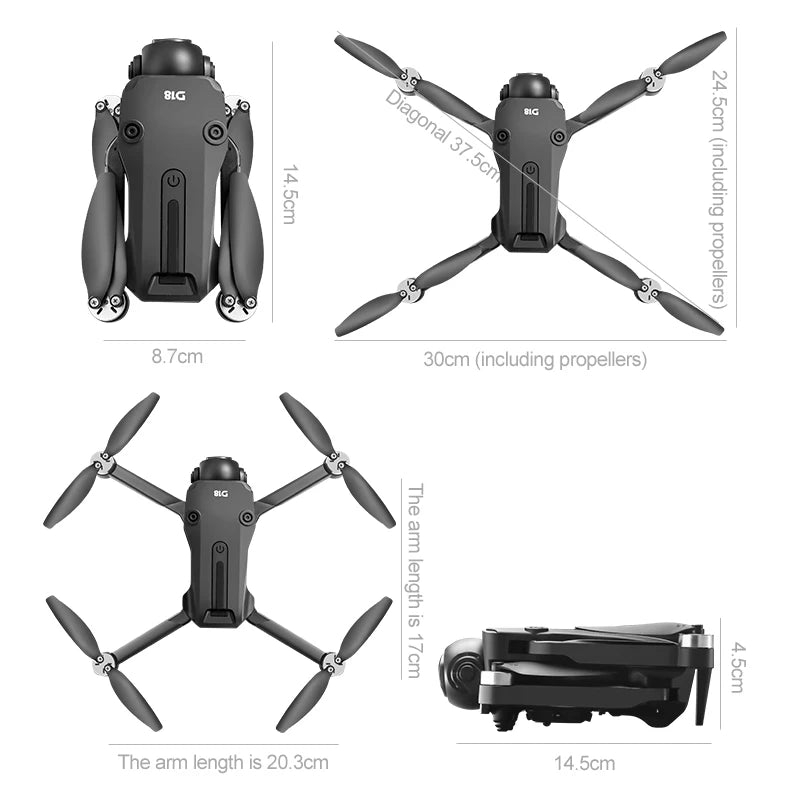 New D18 Drone Professional 8K Camera Aerial FPV Brushles Motor Avoiding Obstacle with Large Screen Remote Control Folding Drones