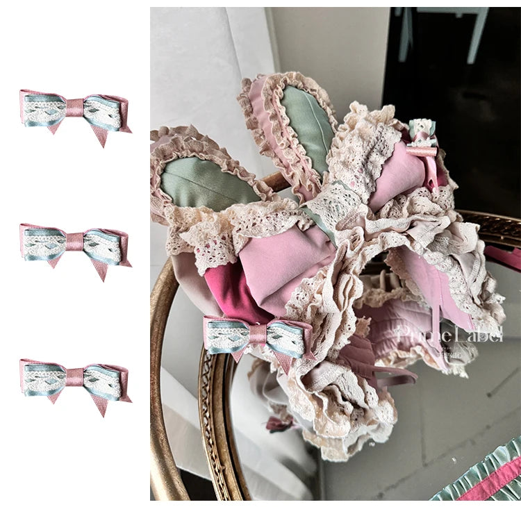 Sweet Cute Girls Lolita Clothing Accessories Set Princess Ribbon Lace Bow Headband Choker Necklace Bracelet and Leg Ring