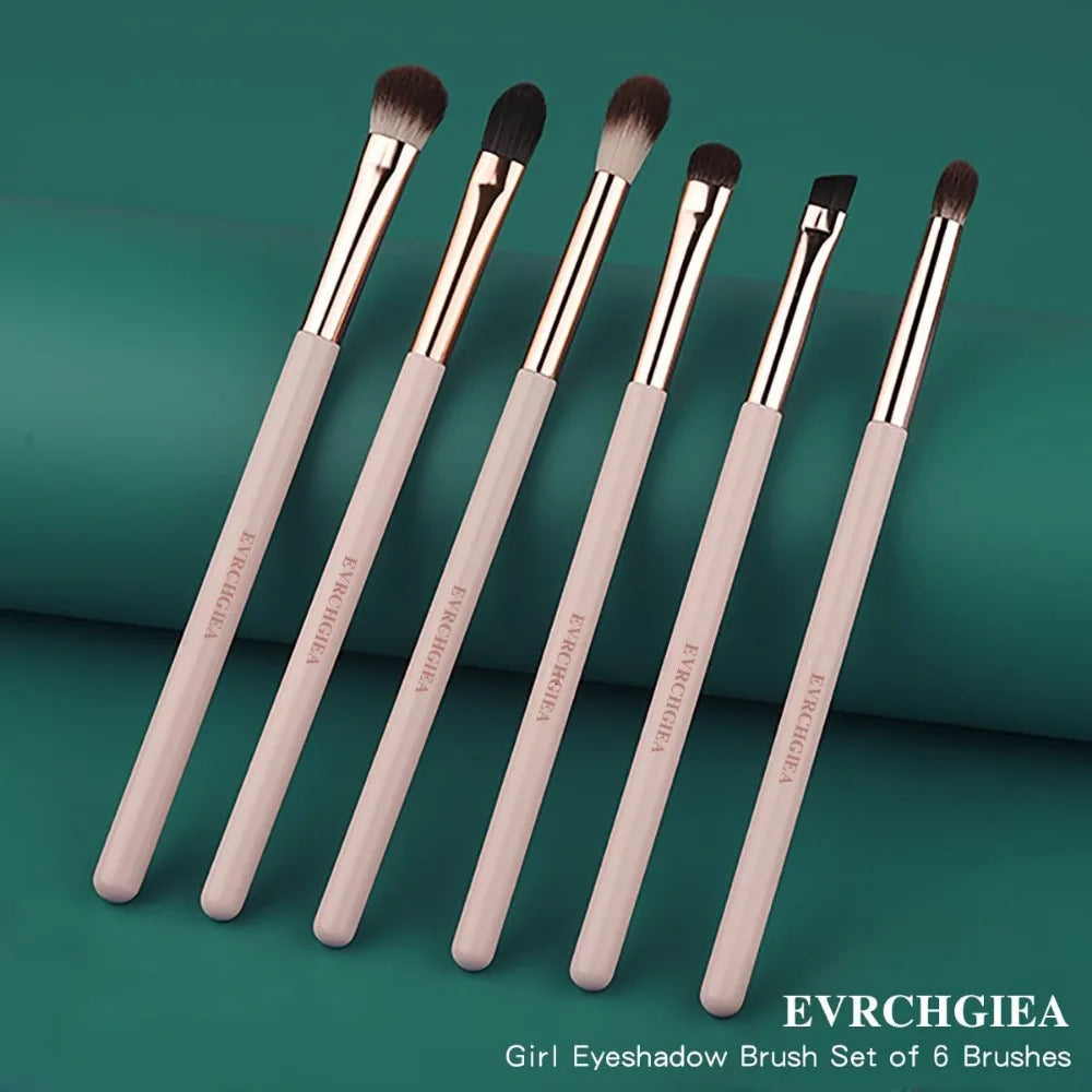 Eye Makeup Brush Set, 6 Pcs Professional Blending Eyeshadow Makeup Brushes for Concealer Eyebrows Eyeliner, Soft Hairs & Wood Ha
