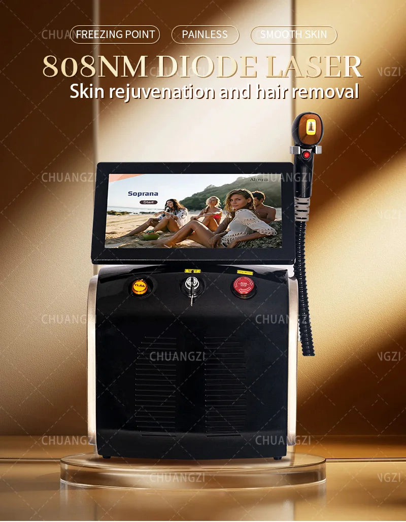 Professional 808nm Diode Laser Hair Removal Machine 3 wave Ice Titanium Painles Permanent Alexandrite Device For Salon Depilador