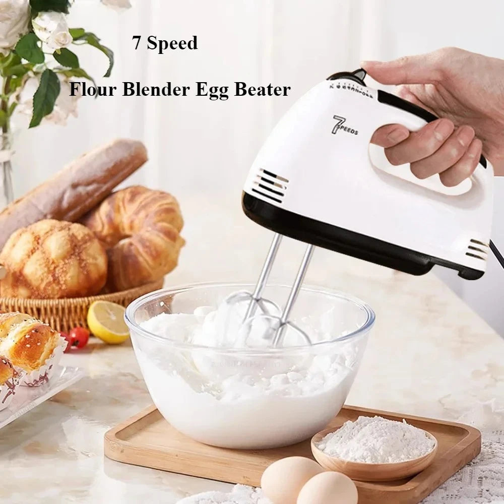 Handheld Electric Egg Beater for Baking, Household Automatic Mixer, 7-Speed Food Dough Blender and Cream Whipper