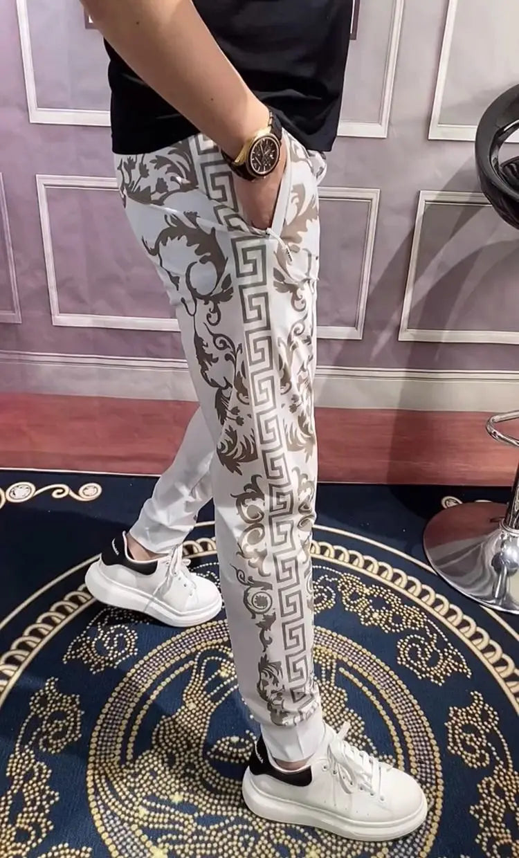 Men's Clothing Distinctive Printed Fashion Sports Pants Summer Thin All-match Slim-fit Stretch Casual Pants