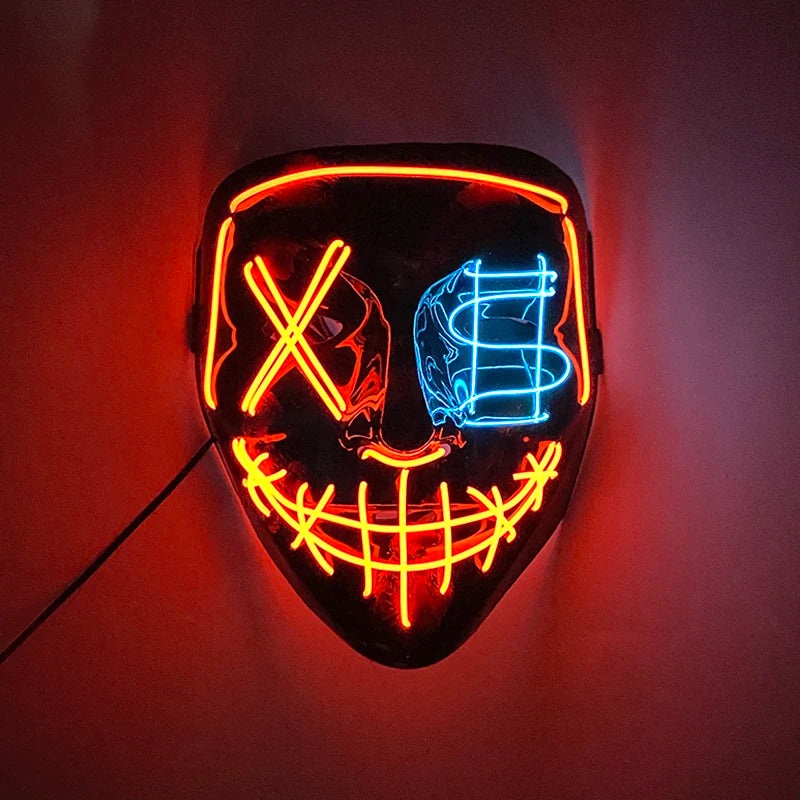 Halloween Carnival Party Costume Decoration Luminous LED Mask Halloween Mask LED Maske Light Up Party Masks for Glow Party
