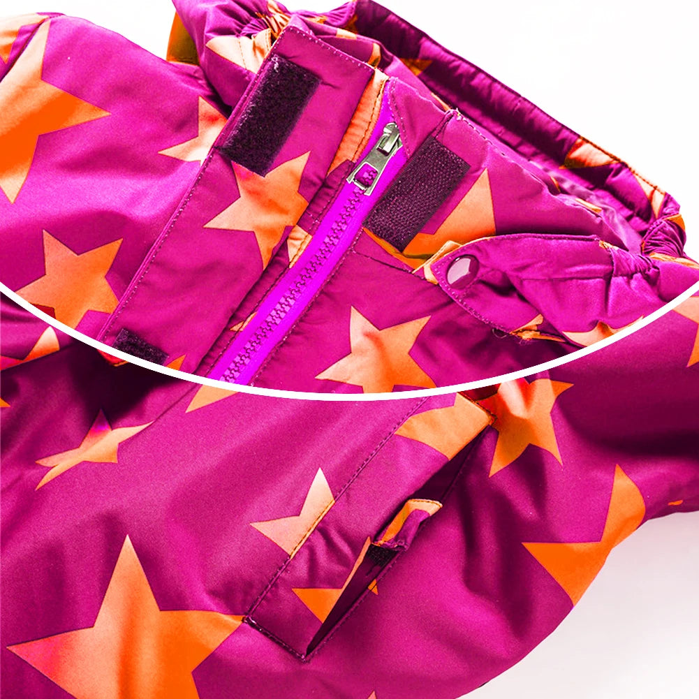 Children's Warm Snowboarding Wear,Winter Boys Girls Jumpsuit,Kids Ski Suits,One-piece Hooded Waterproof Windproof Outdoor -20℃