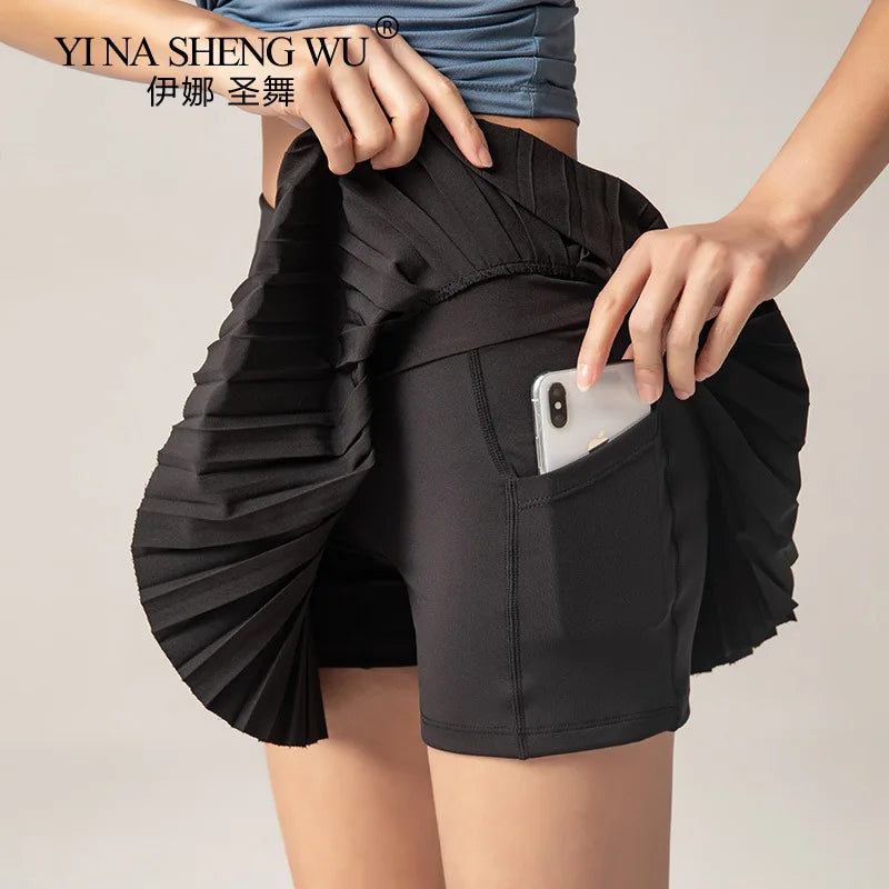 Women Sports Tennis Skirts Skirt Fitness Shorts High Waist Athletic Running Short Quick Dry Sport Skort Pocket Short Skirt New