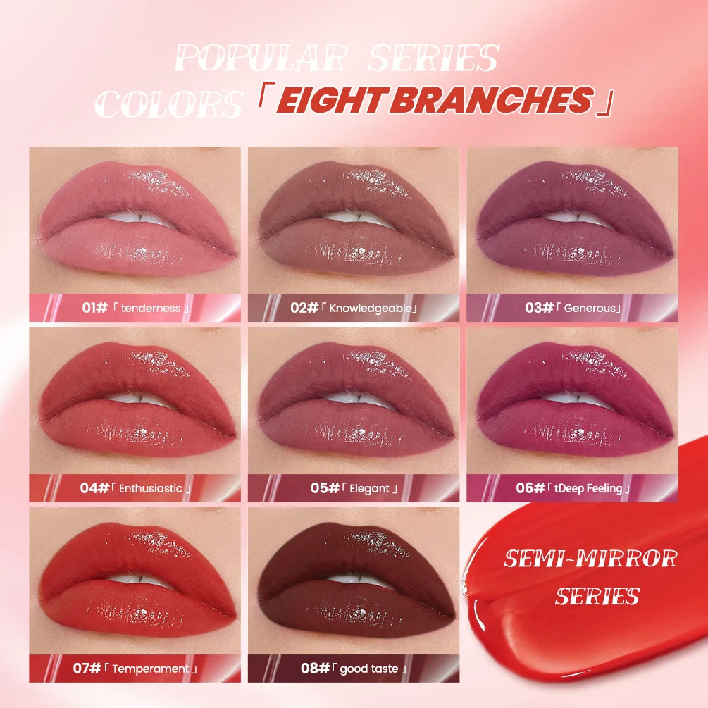 QIBEST Watery Gloss Lip Glaze Moisturizing Long Lasting Sexy Red Liquid Lipstick Mirror Glossy Lip Gloss Tint Cosmetic For Women