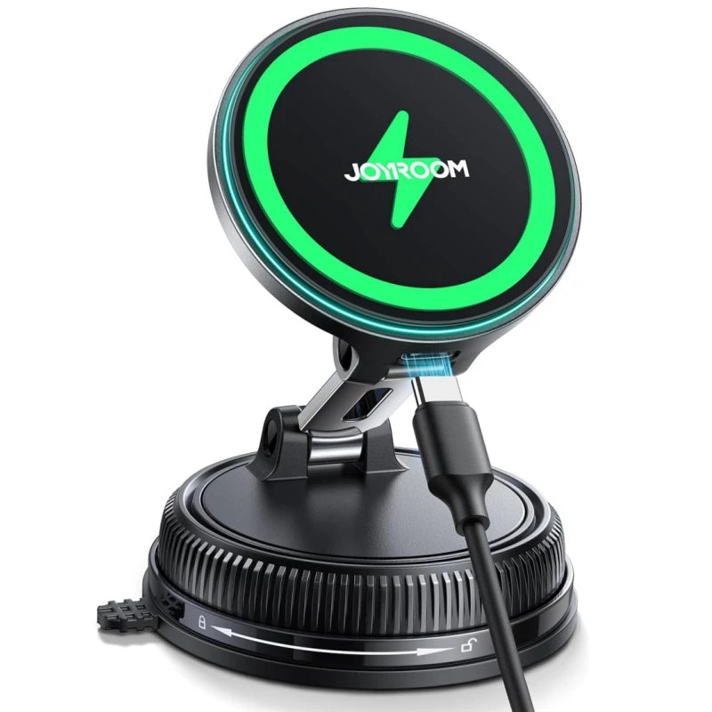 Joyroom Magnetic Car Mount Charger Vacuum Gel 2-in-1 Strong Suction Magnetic 15W Car Phone Holder Charger for iPhone 17 16 15 14