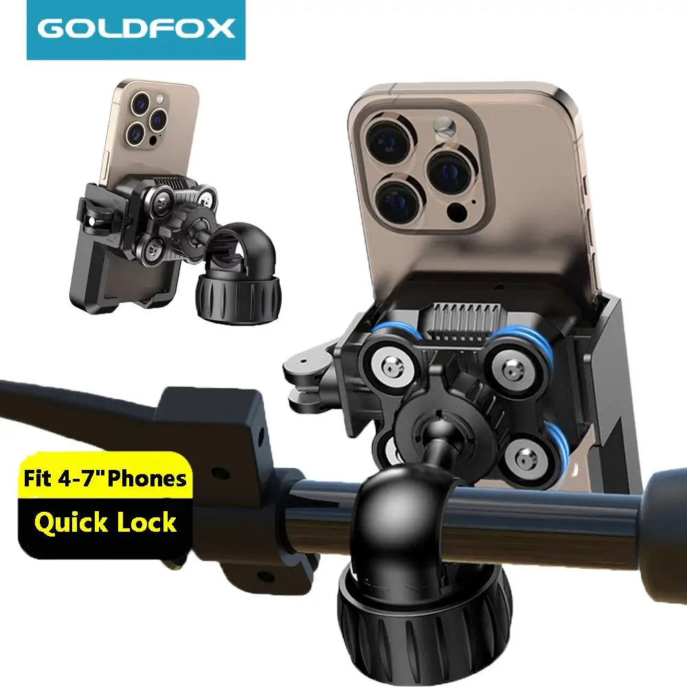 New Motorcycle Phone Mount with Vibration Dampener - 30s Tool-Free Install & Quick Lock, Universal for Bike/MTB, Fit 4-7" Phones
