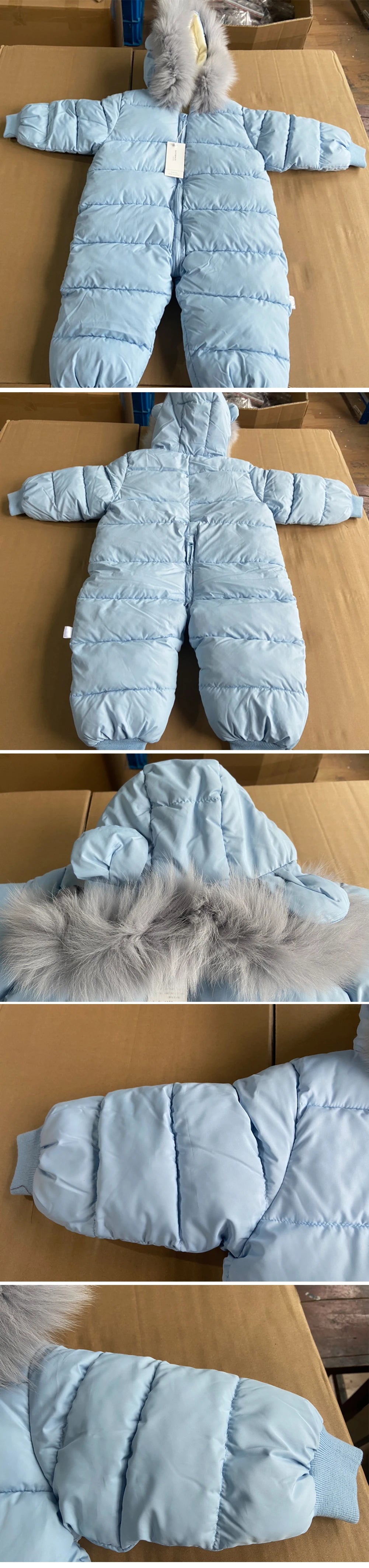 Baby Fur Hooded Jumpsuit,Waterproof -30 Degrees Snowsuits,Toddler Children's Winter Overalls,Infant Boys Girls Down Jacket 1-3T