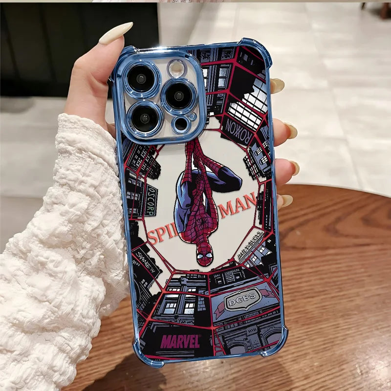 Cool S-Spider-Mans Red Net Plating Phone Case For iPhone 17 17e 16e 16 15 14 13 12 11 Pro Max X XR XSMax Mini Air Plus Anti-Fall