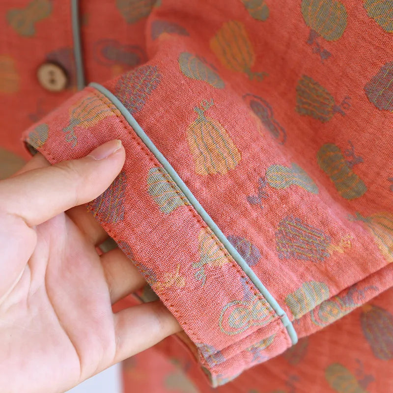 2025 New Spring and Autumn Pajama Set 100%Cotton Comfortable Long sleeved Two Piece Home Furnishings Large Size Home Furnishings