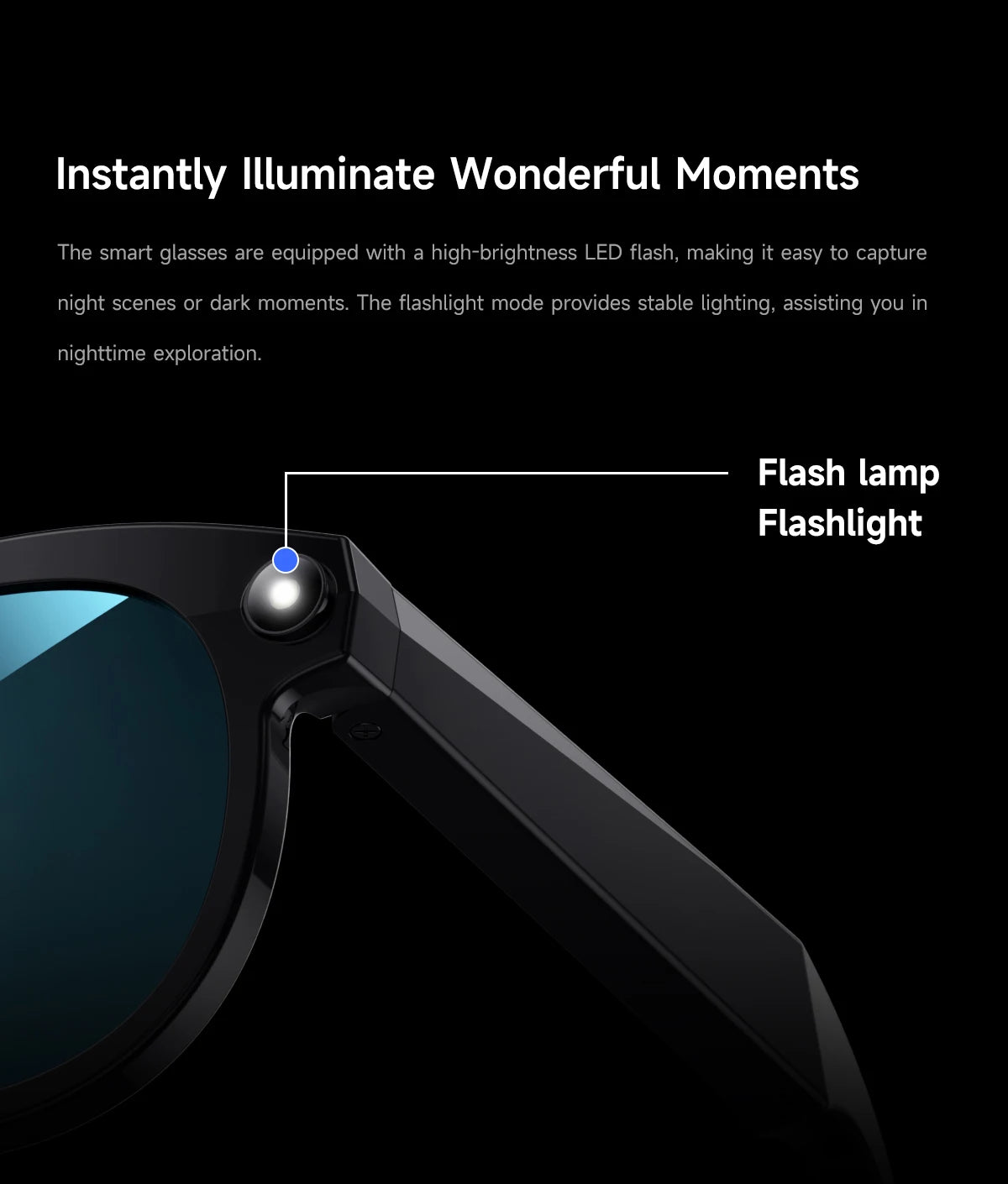 New HD AI Smart Glasses Intelligent Camera Shooting Translation Bluetooth Call LED Flashlight Intelligent Recognition Sunglasses