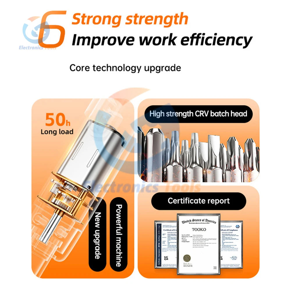 DC3.7-4.2V 38 Batch Heads Electric Screwdriver Rechargeable Speed 110R Cordless Screwdriver High Torque Household Repair Tool