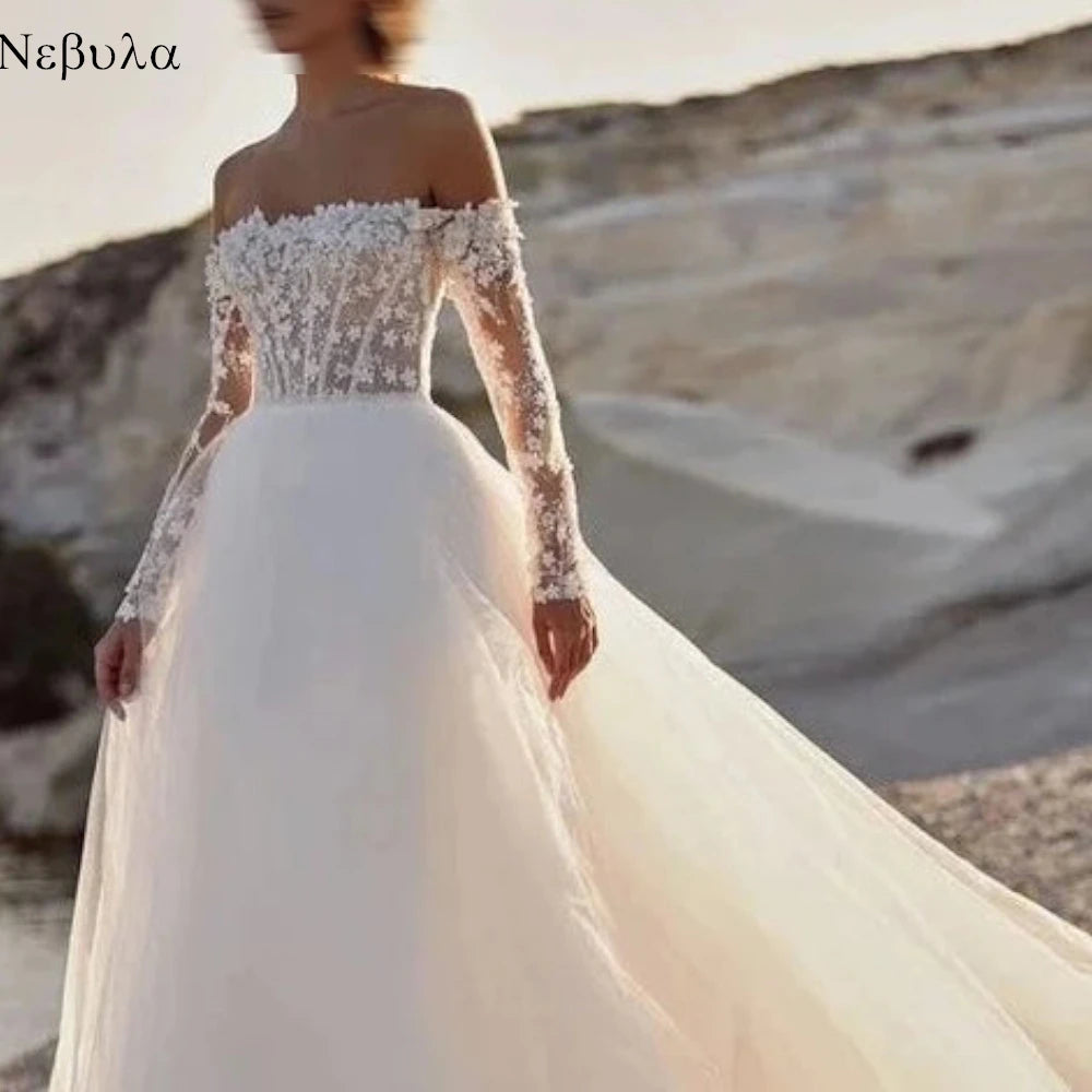 Customized Elegant Formal Exquisite Luxury  Dreamy Wedding Dress White Tulle Applique Wedding Party Ball Gown Sleeveless Dress