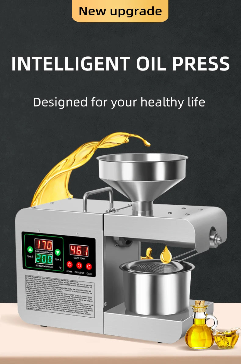 DIVEDEER Oil Press Home Automatic Multifunctional Commercial Oil Dreg Peanut New Oil Machine Intelligent Oil Press Machine X8S