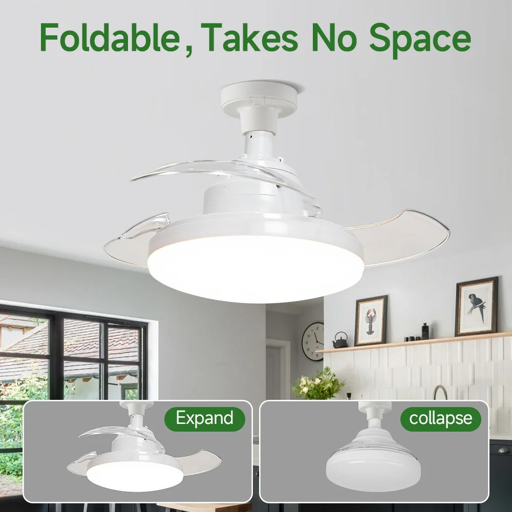 Ceiling Fan Light Suitable For E27 Base Bedroom Fan Lamp With Remote Control Fan Chandelier for Living Room Decor Fan Light