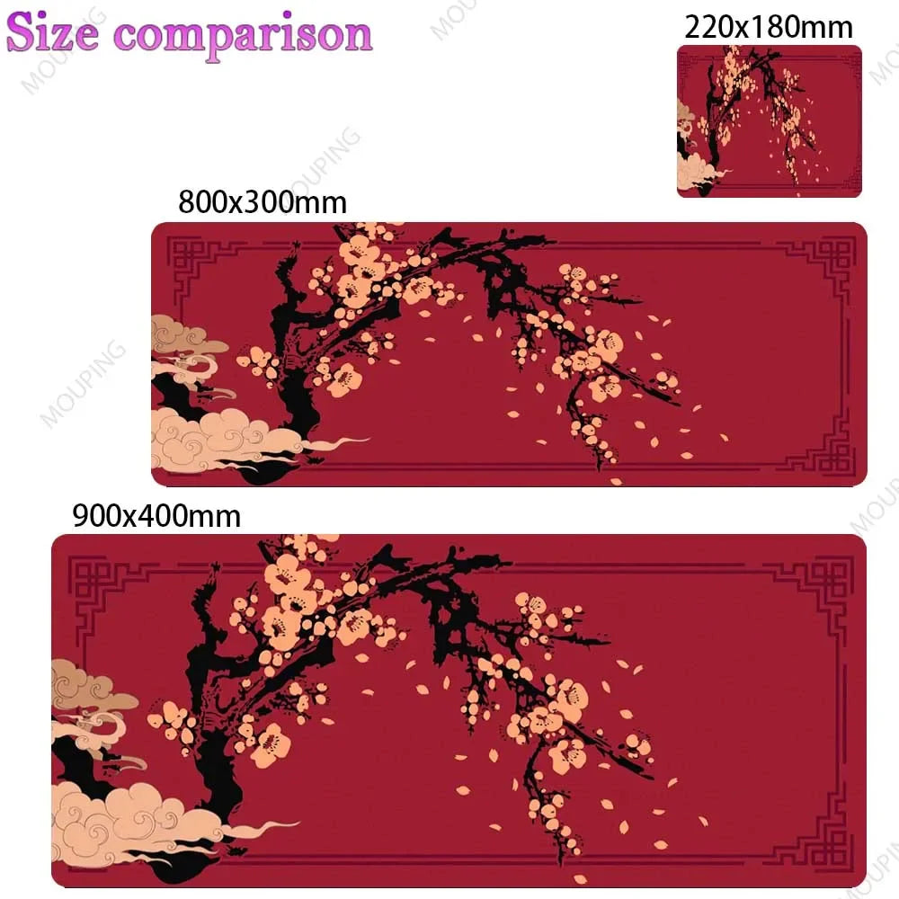 Japan Cherry Blossom Mouse Pad Gray Laptops Gaming Deskmat Sakura Mousepad Anime Office Carpet Gamer Keyboard Computer Desks