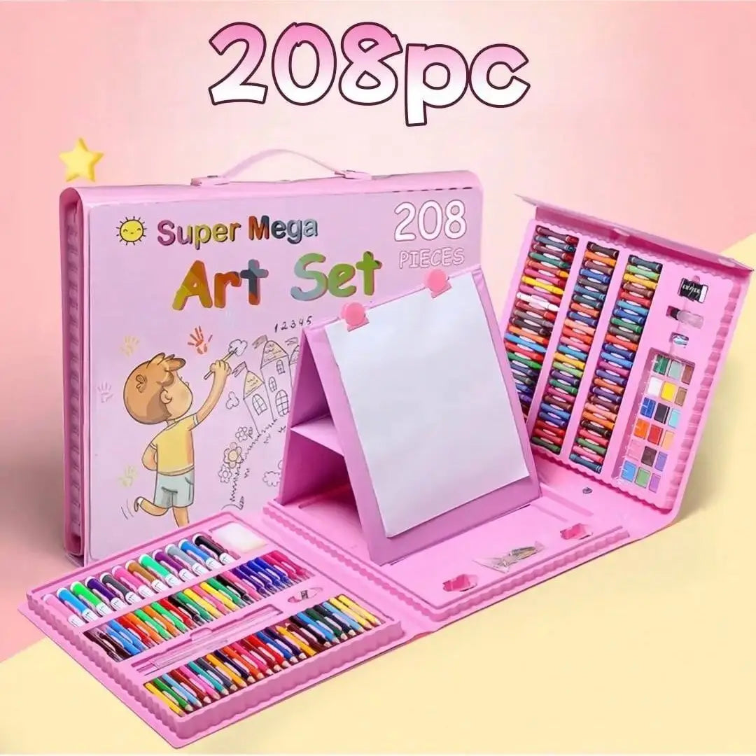 Children's Watercolor Painting Set, Including Illustration Books, Crayons, Pencil Sharpener, Eraser, Marker Pen Set and Drawing Book (Random Box Designs, All Accessories Are Shipped in Random Combinations)