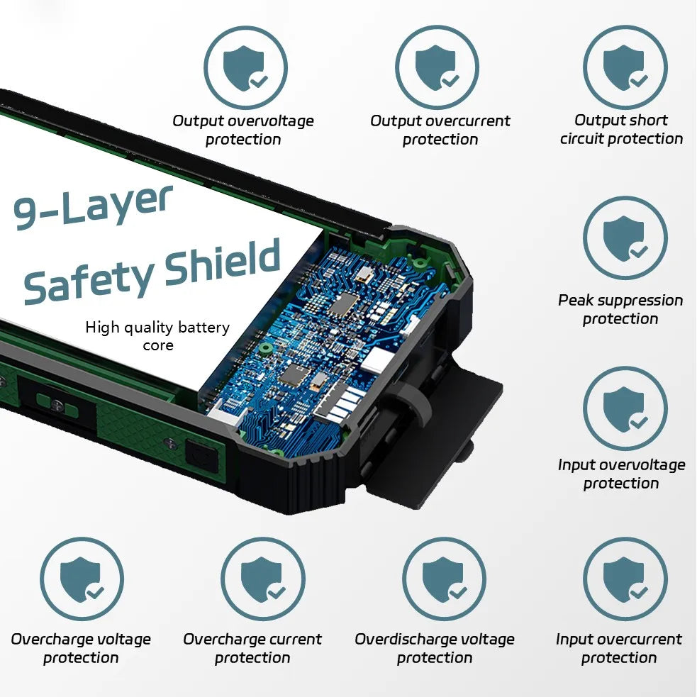 Long-lasting Solar Power Bank, Portable Solar External Battery Pack Built-in Cables, Portable Wireless Charger with Solar Panel