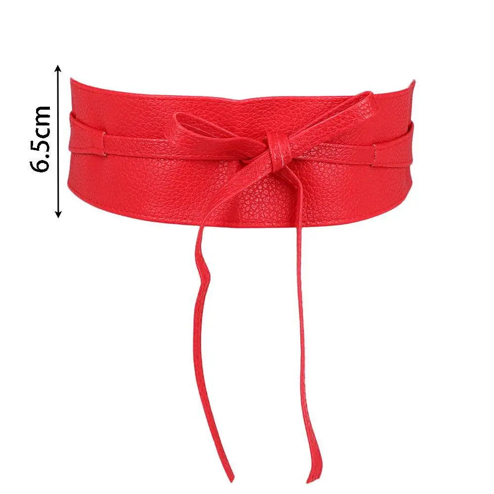 Dress Accessories for Female Soft Leather Elegant Bow Belt Ladies  Girls Belt Wide Self Tie Wrap Around Waist Band Dress Belt