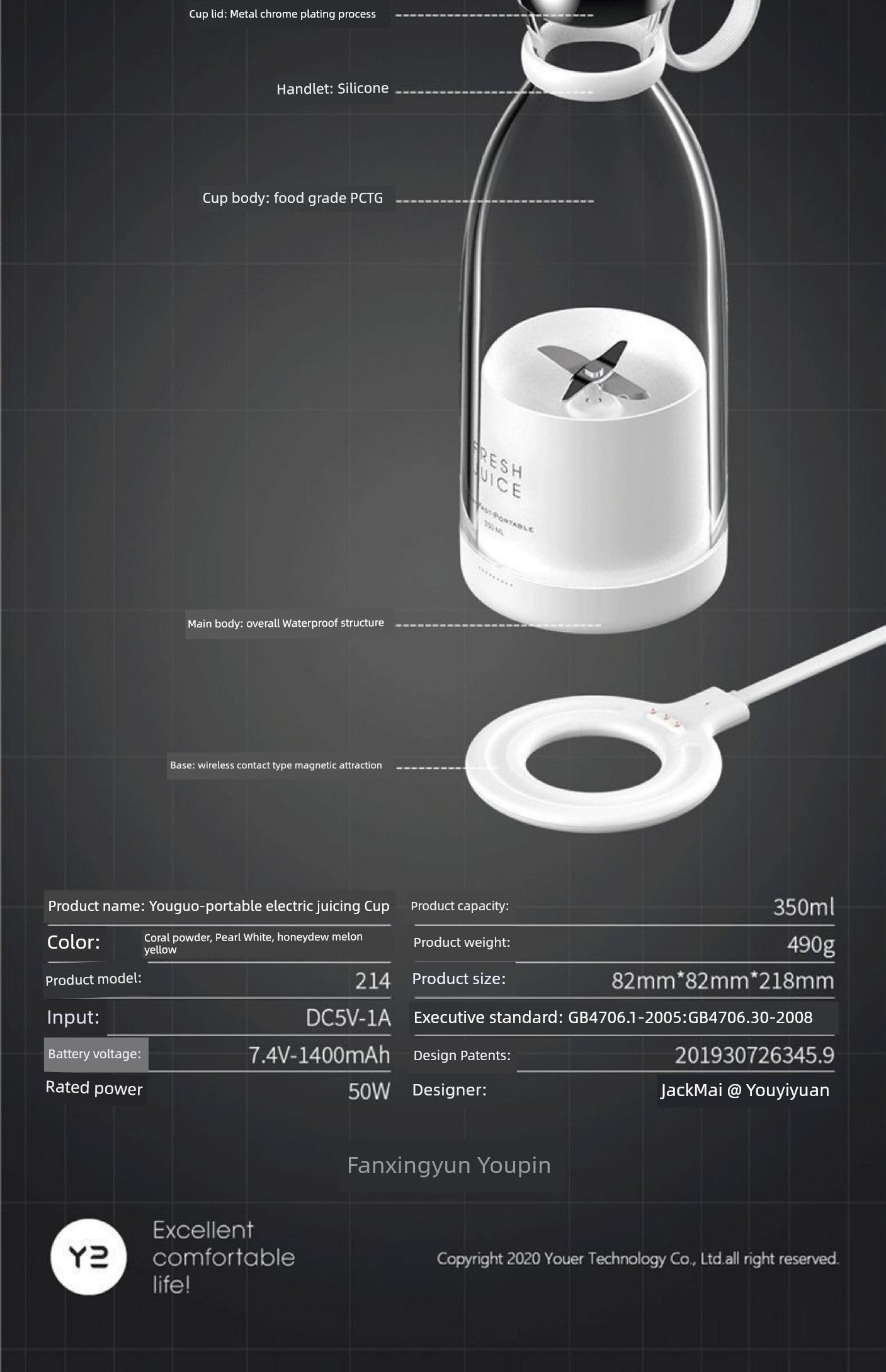 Portable Electric Juicer Cup 110 V220v Neutral US Juicer Canada Fruit Juicer Wireless USB