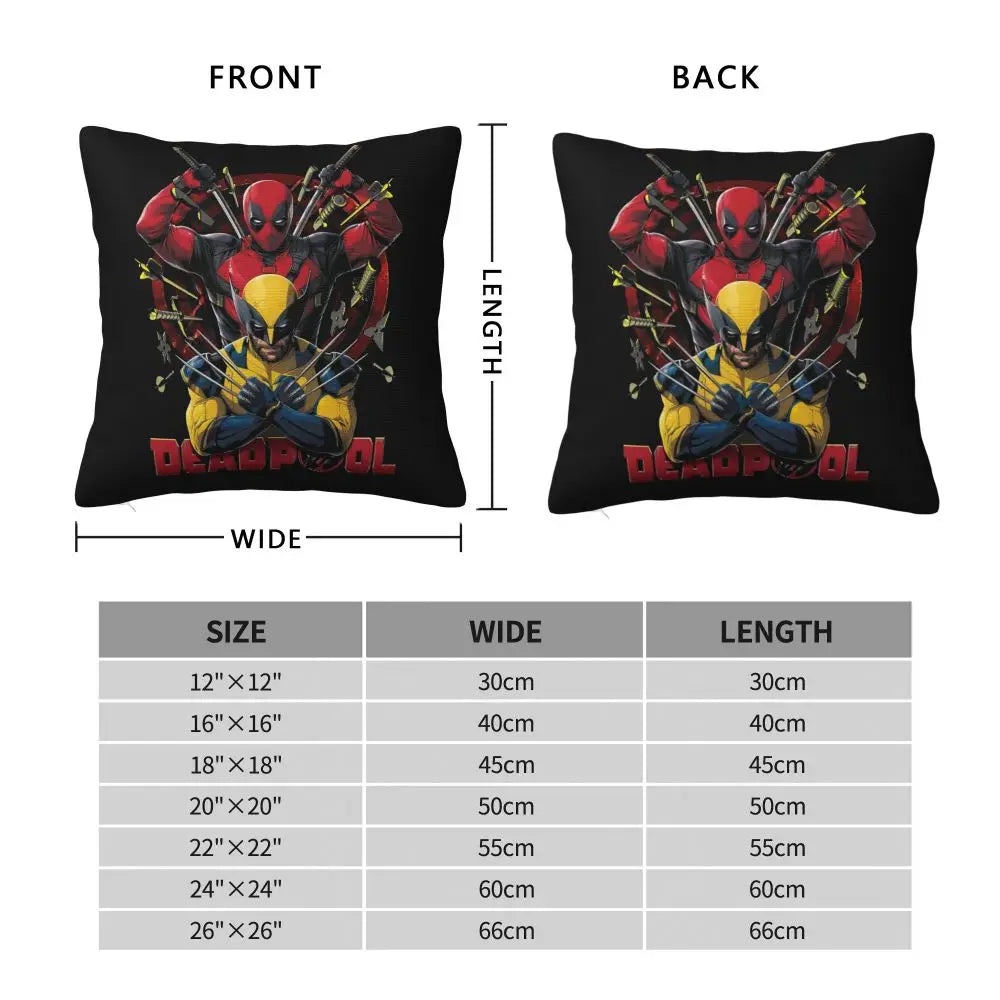 Custom Deadpool Wolverine Cartoon Manga Cushion Cover Soft Cute Pillows