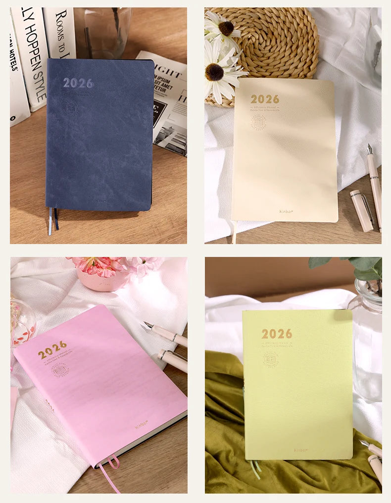 Kinbor 2026 A5 Efficient Planner Notebook,2 Days per Page with Habit Tracker,To-Do Lists&Time Management for Workplace, College