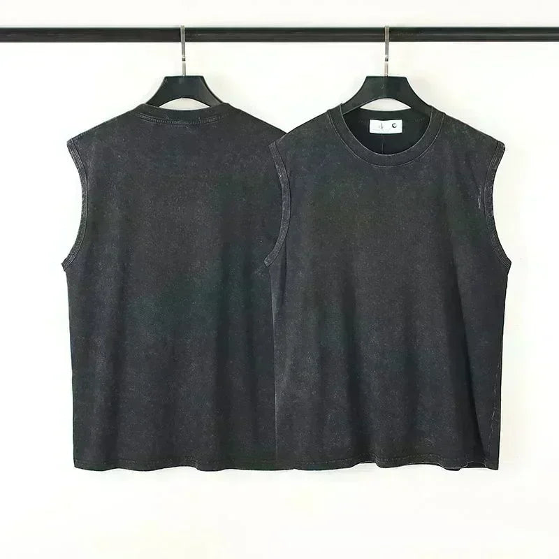 Vintage Washed Pokemon Gengar Men Gym Vest T Shirt 2026 Y2k Summer Sleeveless Shirt Print Streetwear Loose Casual Men's Tank Top
