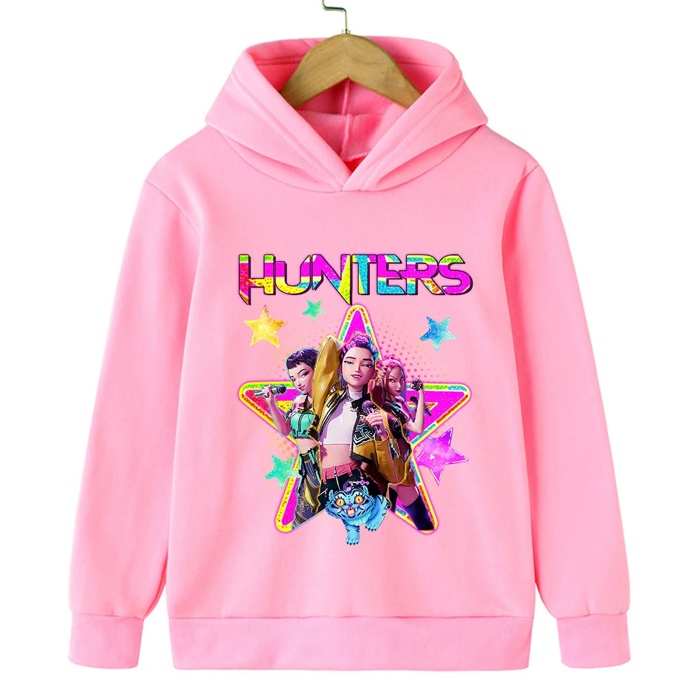 KPop Demon Hunter Boy Girl Hoodies Popular Anime Harajuku Y2K Sports Cute Fashion Children Autumn Winter Sweatshirt Clothing Top