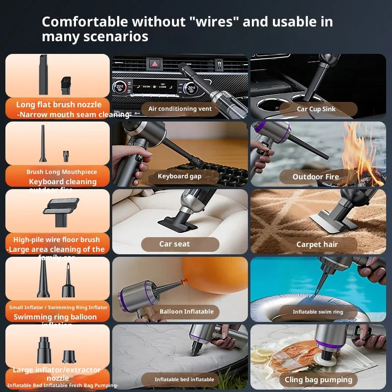 Car Vacuum Cleaner High Power Portable Handheld Wireless Brushless Motor Cleaning Machine Powerful Air Duster for Home Appliance