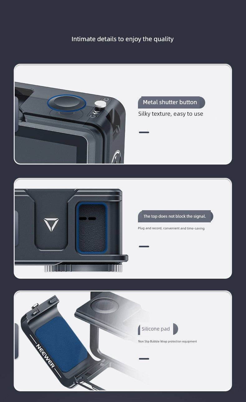 Neewer Cage for Dji Action 6/5 Pro/4/3 Metal Protective Frame Action Camera Anti-Drop Heat Dissipation Side-Open Quick Release Protective Selfie Video Cycling Skateboard Accessories