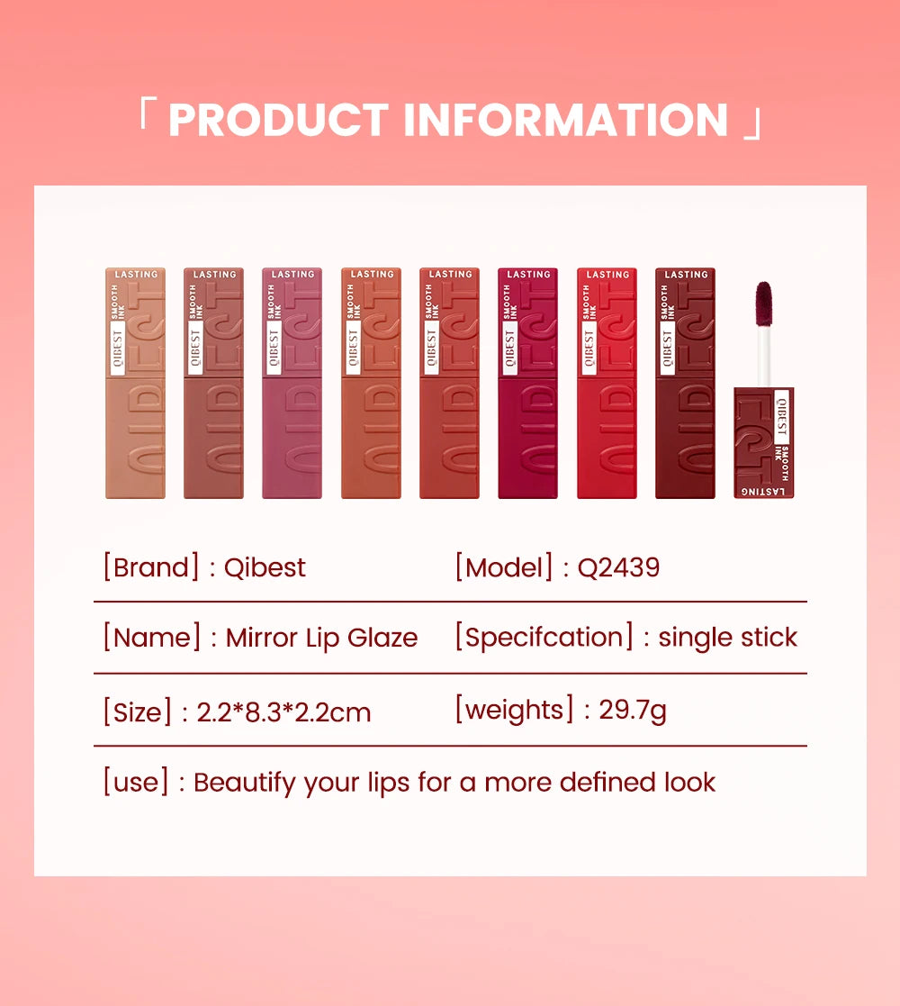 QIBEST Watery Gloss Lip Glaze Moisturizing Long Lasting Sexy Red Liquid Lipstick Mirror Glossy Lip Gloss Tint Cosmetic For Women