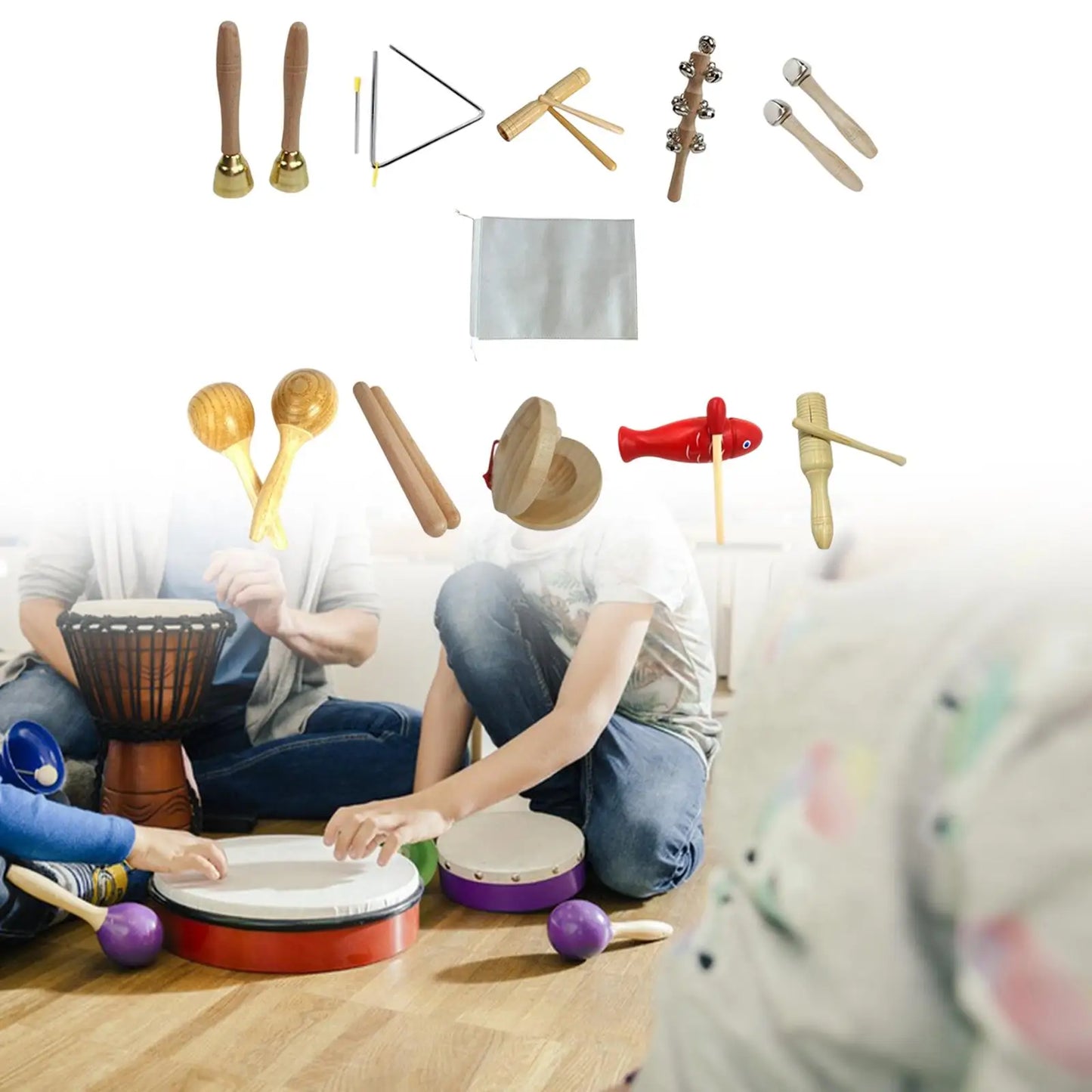 10x Kids Musical Instruments Set Portable Hand Eye Coordination Creative Development Toy Musical Toys Set Percussion Instruments