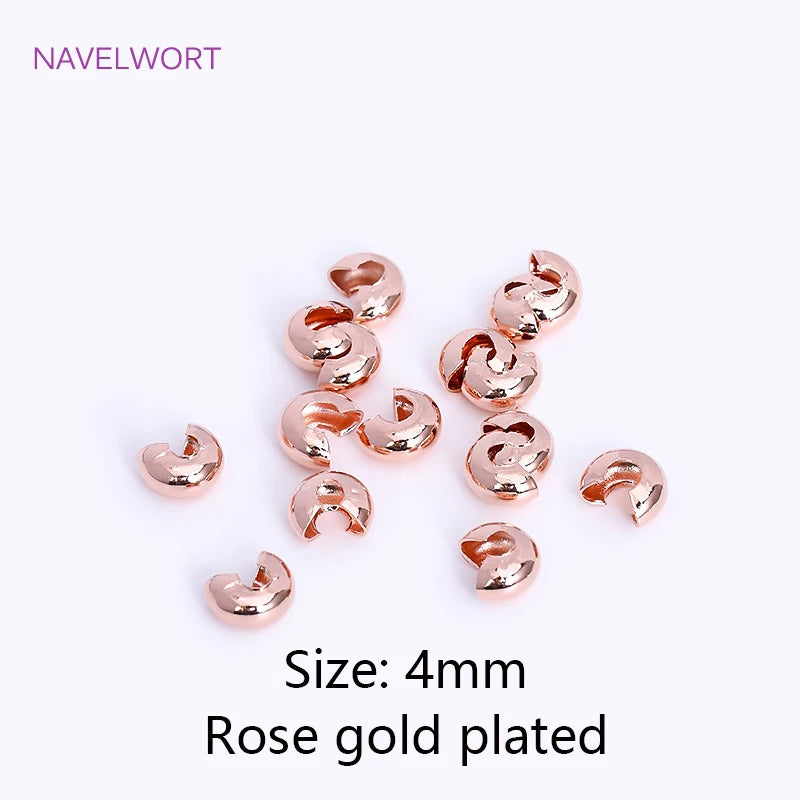 18K Gold Plated Brass Stripe Crimp End Beads Stopper Open Crimp Beads Covers DIY Handmade Crafts Accessories For Jewelry