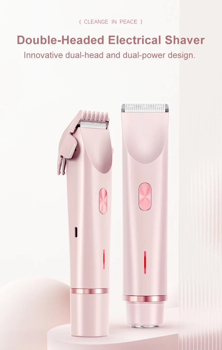 1PC Dual Head Hair Trimmer Women Electric Razors Rechargeable Wet Dry Painless Shaer Machine Hair Remoer For Body Private Areas