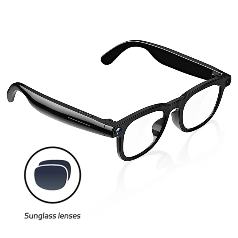 800W Pixel Intelligent Glasses AI HD Shooting Video Recording Voice Call Translation Glasses Two Replaceable Eyeglass Lenses