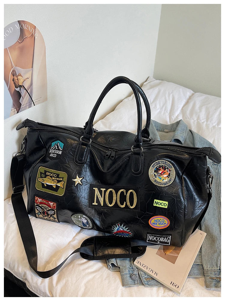 Fitness Travel Bag Suitable for Both Men and Women, Can Be Carried by Hand, Worn over the Shoulder or Cross-Body， Pu Leather Bag