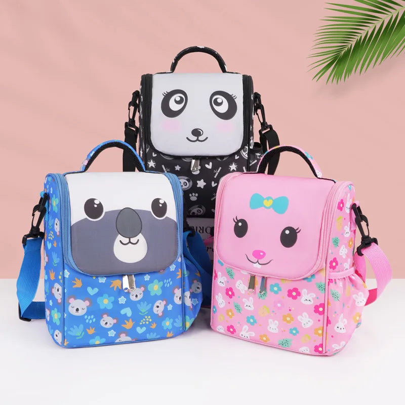 Children's Cartoon Portable Square Lunch Bag Ice Bag Student Insulation Meal Bag Traveing Outdoor Picnics Single Shouder Bag