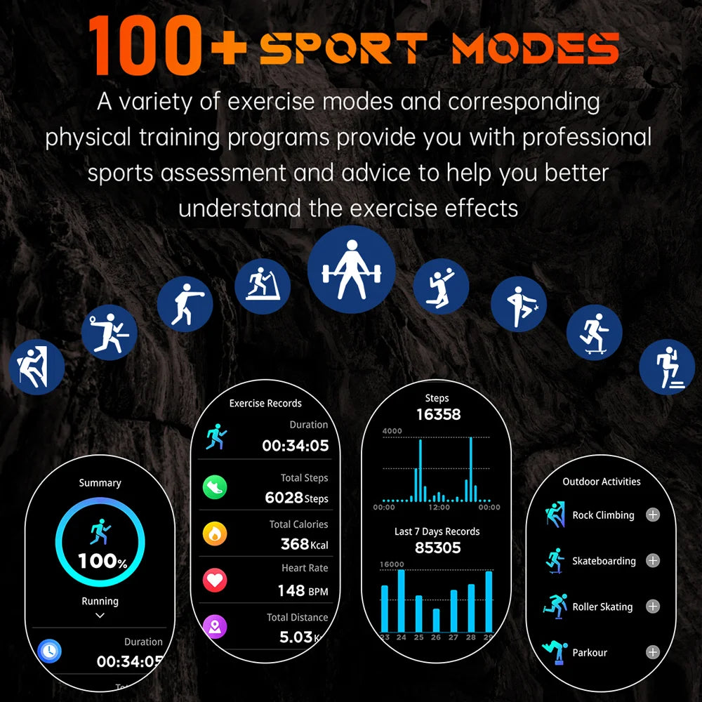 Military Smart Watch Men 10ATM Waterproof 1.46" AMOLED Screen LED Flashlight 515mAh Battery Heart Rate Sport BT Call Smartwatch