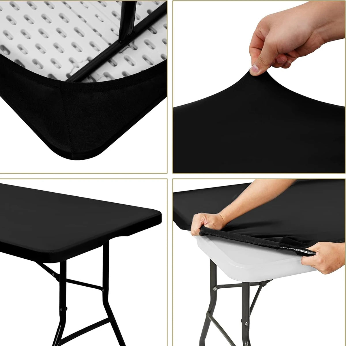 1 Pc 4/6/8ft Spandex Tablecloth Elastic Fitted Stretch Rectangular Tablecloth Washable and Wrinkle Resistant Patio Table Cover