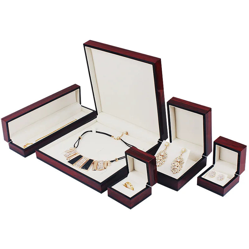 High Gloss Wooden Lacquer Finish Jewelry Ring Earing Box Jewellery Necklace Pendant Bracelet Packaging Storage Case