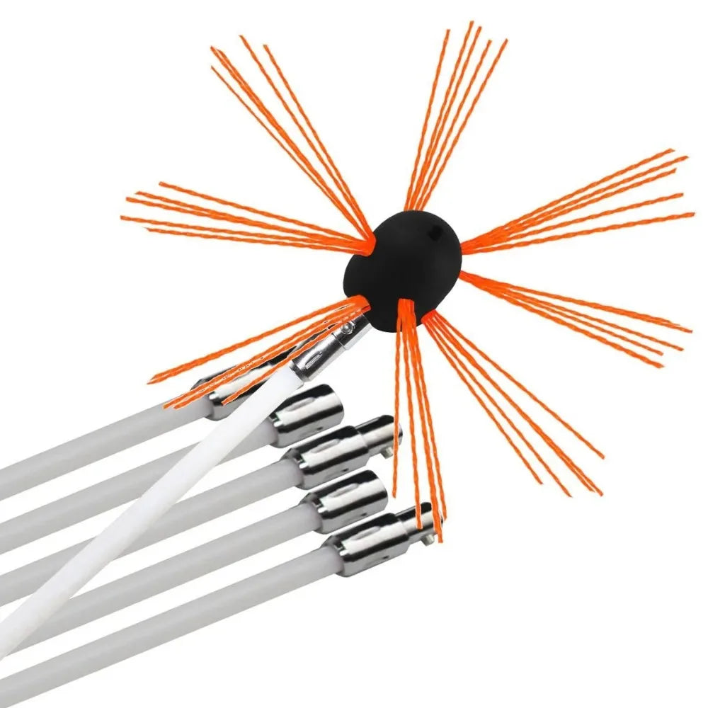 Chimney Cleaner Sweep Kit Nylon Electrical Drill Drive Flexible Rod Rotary Brush Head for Sweeping Away Flue Chimney Soot