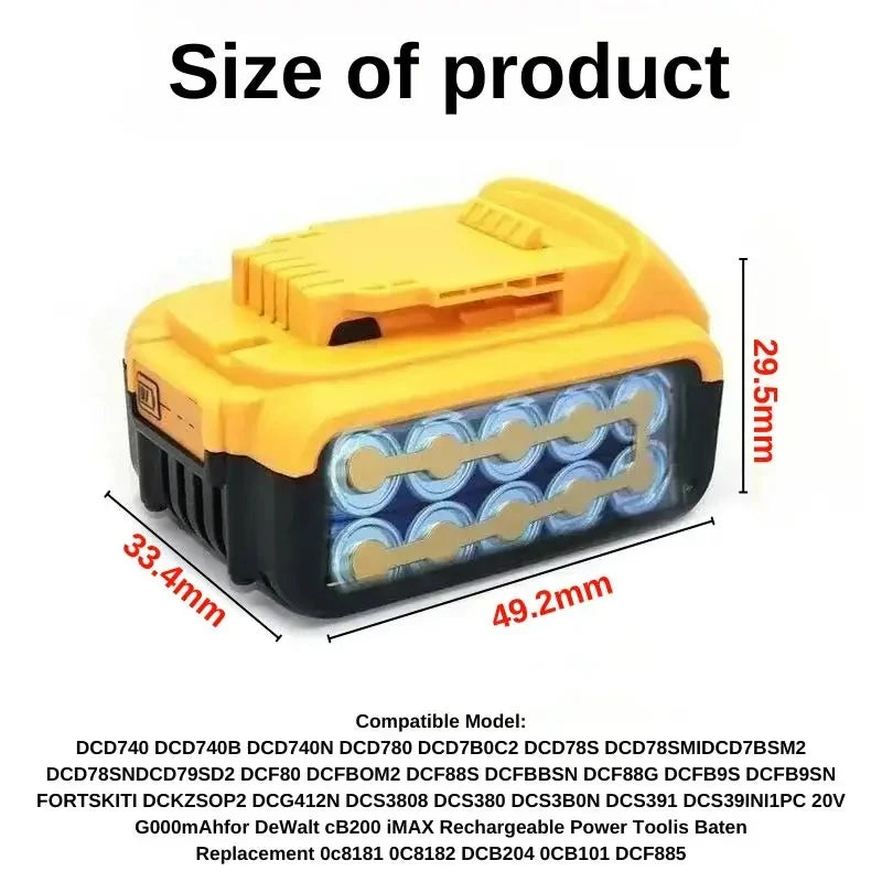 For DeWalt 20V 6Ah 8Ah 12Ah MAX Li-ion Battery for DeWalt for Flexvolt Tool Batteries Replacement Battery