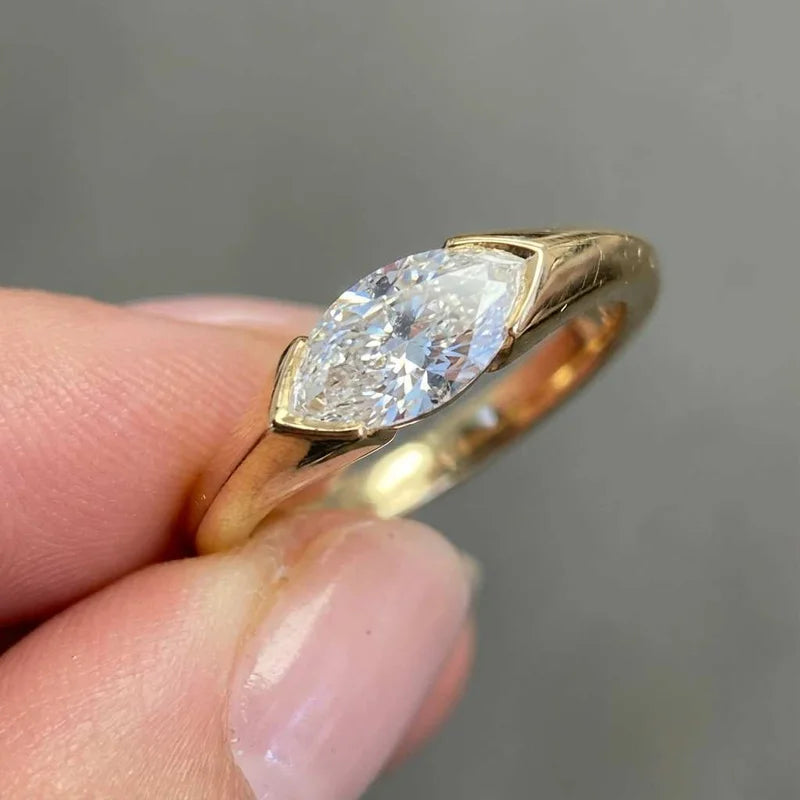 925 Sterling Silver Hot Sale Wedding Bands Women Rings with Marquise Zirconia Simple Elegant Female Accessories Trendy Jewelry