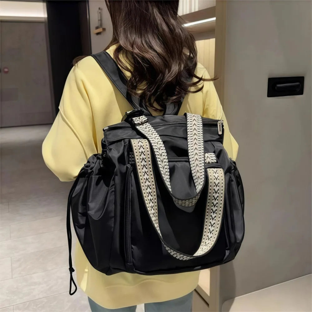 Multifunctional Travel Storage Bag Cradle Design Lightweight Women's Backpack Large Capacity Oxford Cloth Tote Bag