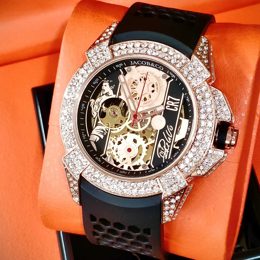 TOP Very Hot Jacob & Co Original Brand Watches For Mens  Full Diamond Automatic Mechanical Wristatch High Quality AAA Clocks